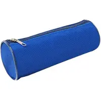 Benza Ibenzoa Rundes Etui 21 x Ø 7,5 cm – Marineblaues Polyester-Federmäppchen mit Metall-Reißverschluss für Schule, Arbeit & Reisen