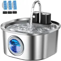 Sonstiges Trinkbrunnen für Katzen Edelstahl 3,2L kabellos 3 Modi 4-Stufen-Filter inkl. 3 Filtern