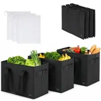 INFACTORY 3er-Set faltbare Einkaufstaschen, verstärkter Boden, 3 Obstnetze, 80 l