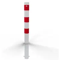 SCHAKE Absperrpfosten 491B+2, 2 Ösen, rot/weiß, aus Metall, zum Einbetonieren, 10,2 x 130cm, starr