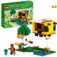 LEGO 21241 Minecraft Das Bienenhäuschen, Farm-Spielzeug mit baubarem Haus, Baby-Zombie und Tier-Figuren, Geburtstagsgeschenk für Jungen und Mädchen