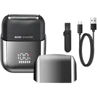 INF Mini-Rasierer für Herren, Edelstahl, ABS, USB-Aufladung, Schwarz