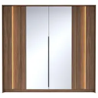 Furniture24 Furniture Kleiderschrank Amaro - D Tv - Drehtürenschrank Mit Beleuchtung Dunin Eiche