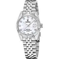 Festina Damen Armbanduhr Swiss made F20087/1 Edelstahl, Perlmutt