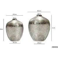 FineBuy Vase 2er Set Tischvase Aluminium Alu Blumenvase Metall Dekovase Rund Handmade