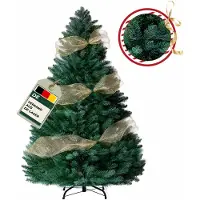 COMHOMA Künstlicher Weihnachtsbaum Weihnachtsdeko 195cm PVC Material mit 910 Spitzen Thickened Branches Foldable mit dekorativen Schleifen & Grußkar