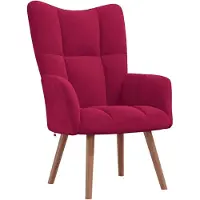 Markenlos Relaxsessel in Weinrot mit Samtbezug und quadratischer Rückennaht, 61,5 x 69 x 95,5 cm, Bezug aus 100% Polyester, Stahlrahmen, Holzbeine und Rückenunterstützung für Wohnzimmer, Schlafzimmer oder Büro