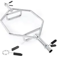 SUGIFT Trap Bar Hexagon Hantelstange Langhantel 50 mm 360 kg Tragkraft, Gewichtheben und Krafttrainingsgerät, Heimfitnessstudio für Kniebeugen Kreuzheben Schulterdrücken, Silber