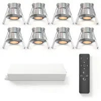 LEDVION 8er set LED Einbaustrahler ø35mm IP65 3W Gebürstetes Nickel 2700K