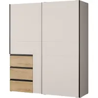 Die Möbelfundgrube Schwebetürenschrank beige Wildeiche 170 cm mit Schubladen - WINN