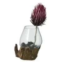 Möbel Kraft Vase , holzfarben , Glas,Massivholz , Maße (cm): B: 18 H: 18