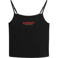 Superdry für Damen. W6011836A T-shirt mit Sportswear-Logo, schwarz (XS), Lässig, Baumwolle, Ärmellos / Hosenträger