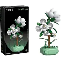 Cada Camellia im Topf Bau-Set, 301 Teile, ca. 23 cm Modellhöhe, dekorative Tischpflanze ohne Gießen