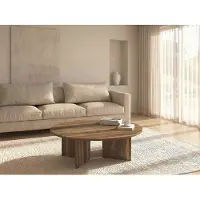 Vente-unique Runder Couchtisch - Naturfarben dunkel TOPANIA