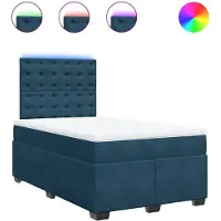 vidaXL Boxspringbett mit Matratze Blau 120x190 cm Samt