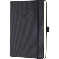 Sigel Tageskalender Conceptum 2027, A5, für 1 Jahr, 400 Seiten, 1 Tag/1 Seite, Stiftschlaufe, PU-Hardcover, schwarz