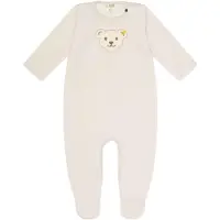 Steiff Baby Strampler - Body, Baumwolle, Bär, Logo, Druckknöpfe, langarm, einfarbig Beige / 86