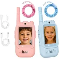 Playtastic 2er-Set 2in1-Video-Walkie-Talkie-Funkgeräte, Farb-Display, LiPo-Akku