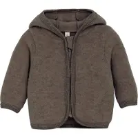 Huttelihut - Baby's Jacket Bear Ears Wool Fleece - Merinojacke Gr 62 braun