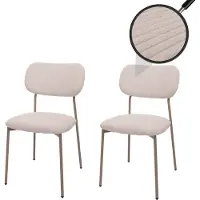 Mendler 2er-Set Esszimmerstuhl MCW-O26, Küchenstuhl Polsterstuhl Stuhl, Cord (330g/m²) Stoff/Textil Metall beige