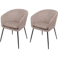 Mendler 2er-Set Esszimmerstuhl MCW-O28, Küchenstuhl Polsterstuhl Stuhl, Stoff/Textil (340g/m²) Metall taupe