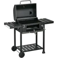 Outsunny Holzkohlegrill, Campinggrill mit zwei Grillrost, klappbar Seitenablage