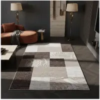 KADIMA DESIGN Teppich Kurzflor DRAU in Braun, abstrakt kariert, 200 x 290 cm