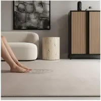 KADIMA DESIGN Teppich Kurzflor Waschbar LECH in Creme, einfarbig, 240 x 340 cm