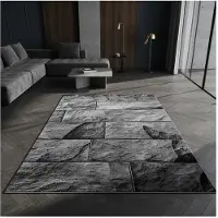 KADIMA DESIGN Teppich Kurzflor DRAU in Schwarz, in Steinoptik, 240 x 340 cm