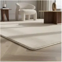 KADIMA DESIGN Kurzflorteppich Waschbar ISAR, einfarbig, aus Polyester, Creme, 160 x 220 cm