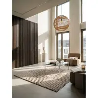 KADIMA DESIGN Hochflorteppich Cord-Streifen-Patchwork Beige 120x170 cm Waschbar