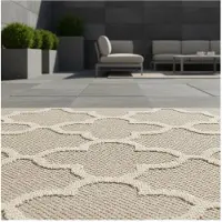 KADIMA DESIGN Outdoor Teppich Skandinavisch Wetterfest Waschbar Strapazierfähig | Beige 80x150 cm Balkon Terrasse Fußbodenheizung | IMST –