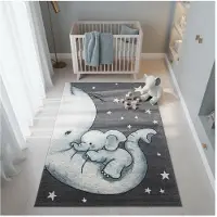 KADIMA DESIGN Kinderteppich TASNA, mit Elefanten-Motiv, Blau, 160 x 230 cm