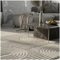 KADIMA DESIGN Teppich Hochflor RIGI in Silber, im Skandi-Boho-Stil, 140 x 200 cm