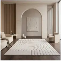 KADIMA DESIGN Teppich Kurzflor Boho Modern Waschbar Esszimmer Flur OEKO-TEX Creme 240x340 cm Fußbodenheizung geeignet – LAVAREDO von