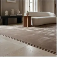 KADIMA DESIGN Teppich Kurzflor Waschbar LECH in Beige, einfarbig, 240 x 340 cm
