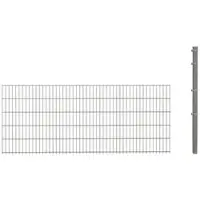 Hadra Doppelstabmattenzaun, silbergrau, 8/6/8 mm, Erweiterungs-Set à 2,5 m, inkl. Eckpfosten, Klemmhalter - silberfarben