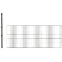 Hadra Doppelstabmattenzaun, silbergrau, 6/5/6 mm, Erweiterungs-Set à 2,5 m, inkl. Pfosten, Klemmhalter - silberfarben