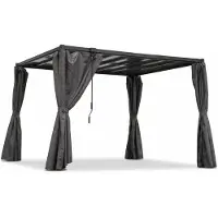 Osoltus Lamellen-Pavillon Pergola Lamellendach 3 x 3,2 m mit Vorhang