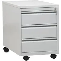 Gürkan G-Office Rollcontainer MPG/3, aus Metall, lichtgrau, mit 3 Schubladen, abschließbar