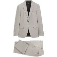 BOSS Gemusterter Slim-Fit Anzug aus italienischer Schurwolle Grösse 48