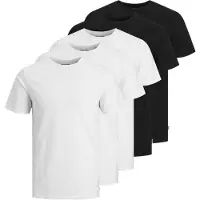Jack & Jones T-Shirt "T-Shirt JJEORGANIC BASIC TEE O-NECK 5PK 5er Pack", Herren, Gr. XL, schwarz (schwarz, weiß), Obermaterial: 100% Baumwolle CO(Bio)., Shirts T-Shirt