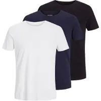 Jack & Jones T-Shirt "T-Shirt JJEORGANIC BASIC TEE O-NECK 3PK 3er Pack", Herren, Gr. XXL, bunt (weiß, marineblau, schwarz), Obermaterial: 100% Baumwolle CO(Bio)., Shirts T-Shirt
