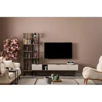 AEA Wohnwand Wohnzimmer Möbel TV Ständer Bücherregal 240cm Holz Wohnwände