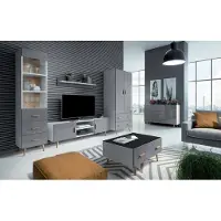 AEA Wohnzimmer Modern Stil Wohnwände 4tlg Set Modern Wohnwand Vitrinen Regal Schrank