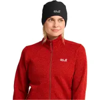 Jack Wolfskin Beanie "REAL STUFF BEANIE", Damen, Gr. onesize, blau (midnightsky), Polyester, Mützen Beanie, Fleecemütze, leicht, aus recycelten Materialien