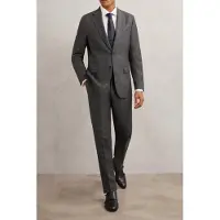 Reiss Sb 1b Notch Flannel Blazer Charcoal Grey Größe: 46 | Blazer Outlet | Herren | Schwarz
