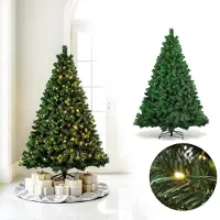 Eikuavons Weihnachtsbaum 150cm künstlich mit 200 warmweißen LED, 550 Spitzen, Kunsttanne mit Metallständer für Wohnzimmer