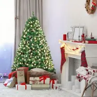 Eikuavons Künstlicher Weihnachtsbaum 180 cm mit 250 LED Warmweiß, 860 Zweige, PVC und Metall, automatisch öffnende Zweige, Grün