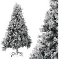 Vigevee Weihnachtsbaum 180cm mit Schneeoptik, 860 Spitzen, künstlicher Tannenbaum dicht beflockt mit Metallfuß